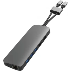 Hyper HD392-GRA USB-C Univerzálna dokovacia stanica / USB-C / 2 x HDMI / 3 x USB 3.0 / RJ45 / MicroSD / SD / 3.5 mm Jack (HD392-GRAY)