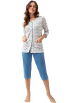 Luna 668 3/4 M-2XL L24 dámske pyžamo ECRU-BLUE XXL