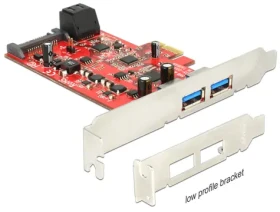 DeLock PCI Express Card gt; 2 x externý USB 3.0 + 2 x interný SATA 6 Gbps / Low Profile Form Factor (89389-D)