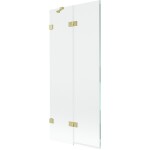 MEXEN/S - Lunar vaňová zástena 2-krídlová ľavá 80 x 150, transparent, zlatá kartáčovaná 897-080-100-55-00-L