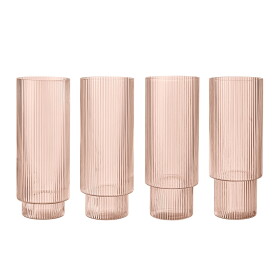 Ferm Living Vysoké sklenice Ripple Blush 300 ml – set 4 ks