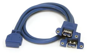 StarTech USB 3.0 kábel s montážou na panel modrá / Kábel / 2x USB A / IDC / 0,5 m (USB3SPNLAFHD)