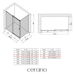 CERANO - Sprchový kout Santoro L/P - 6 mm - černá matná, transparentní sklo - 120x90x195 - posuvný CER-431500