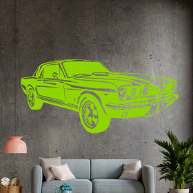 Veselá Stena Samolepka Automobil Ford Mustang Farba: zelená, Veľkosť: 80 x 37 cm