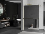 MEXEN/S - KIOTO Sprchová zástena WALK-IN s poličkou a držiakom uterákov 120 x 200, zrkadlové 8 mm, zlatá 800-120-121-50-50