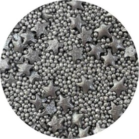 Cukrové ozdoby metalické Strieborné hviezdy mix 80g - I LOVE CAKES - I LOVE CAKES