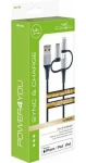 Schwaiger 3-in-1 čierno-strieborná / Nabíjací kábel / USB-A na Micro-USB, Lightning, USB-C / 1,5 m / 3 A (LKU100533)