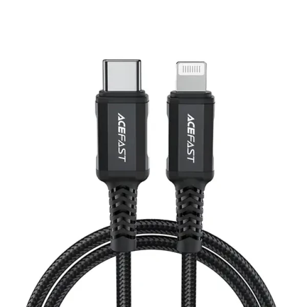 Acefast C4-01 čierna / Dátový kábel / USB-C - Lightning / 1,8 m / PD 30W (3A) / 480 Mb/s