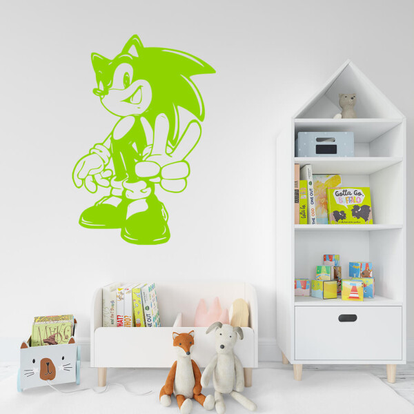 Veselá Stena Samolepka Postava Ježko Sonic Farba: zelená, Veľkosť: 40 x 27 cm