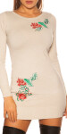 Sexy fine knit mini dress with floral embroidery Einheitsgroesse