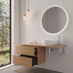 CERANO - Kúpeľňová skrinka Carole - dub medový + doska pod umývadlo Navira Slim - 18 mm + konzola chróm - 120x46x49,8 CER-606117