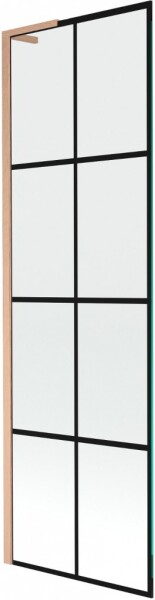 MEXEN/S - Next L vaňová zástena FIX 60 x 150, čierna vzor, meď kartáčovaná 895-060-000-03-77-65