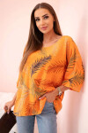 Dámska bavlnená blúzka s okvetnými lístkami s vyhrnutými rukávmi oranžová UNI