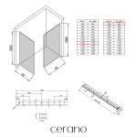 CERANO - Sprchová zástena Walk-in Crystal TL/P - 8 mm - bezvzperový systém + polička/držiak na uteráky - chróm, grafitové sklo - 120x50x200 CER-8050BD6301
