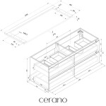 CERANO - Kúpeľňová skrinka Carole + doska pod umývadlo Navira Pro - 36 mm - čierna matná - 120x51,6x46 CER-668285