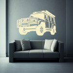 Veselá Stena Samolepka Auto Land Rover Defender Farba: ružová, Veľkosť: 40 x 35 cm