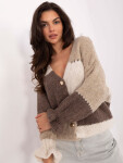 Dámsky sveter MI SW 0903.87 Béžovo-hnedý s ecru - FPrice one size béžová-ecru
