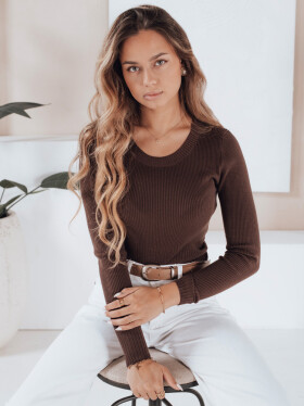 Dámsky rebrovaný sveter NOLVIE MY2494 hnedý - FashionStreet S/M