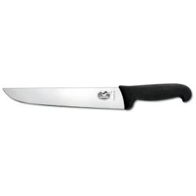 VICTORINOX Fibrox čierna / Porážací a mäsiarsky nôž / 18 cm / Hladké ostrie / Protišmyková rukoväť (5.5203.18)