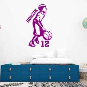 Veselá Stena Samolepka Malý basketbalista Farba: fialová, Veľkosť: 60 x 37 cm