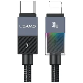 USAMS SJ776 tmavo šedá / Dátový kábel / USB-C - Lightning / PD 30W / 1,2 m (SJ776USB01)
