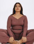 Organic Basics Core Sport Henley Long-Sleeve Tee Rose Wood S