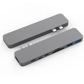 Hyper HyperDrive HY-GN28D-GRAY dokovacia stanica šedá / Thunderbolt 3 / 2x USB C / HDMI / miniDP / microSD (HY-GN28D-GRAY)