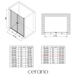 CERANO - Sprchové 2-krídlové dvere Antelo L/P - 6 mm - čierna matná, transparentné sklo - 160x190 CER-440399