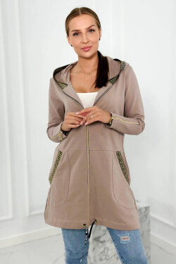 Dámska dlhšia mikina s ozdobnou stuhou 9320 Beige - K-Fashion UNI béžová