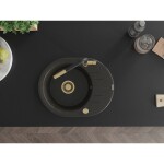 MEXEN/S MEXEN/S - Kevin granitový drez 1-miska s odkvapkávačom vrátane batérie Flora, čierna/zlatá metalik 6517-75-670401-57-G