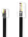 Nedis telefónny kábel RJ11-RJ45 plochý čierny / Telefónny kábel / pozlátené konektory / 5 m (TCGL90201B50)