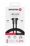 SWISSTEN ARCADE Textilný dátový kábel USB-C - USB-C 1.2m čierna (71528800)