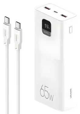 USAMS US-CD185 biela / Powerbanka / 30 000 mAh / 65W QC3.0 + PD / 2x USB-A, USB-C (ATXLOGTCTG02)