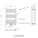 CERANO - Kúpeľňový radiátor Benito - stredové pripojenie 50mm/bočné - 209 W - chróm - 700x450 mm CER-469468