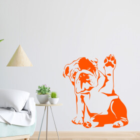 Veselá Stena Samolepka Buldog Farba: oranžová, Veľkosť: 40 x 35 cm