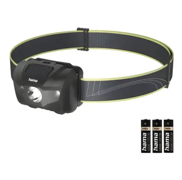 HAMA HL200 čierna / LED čelovka / 4 režimy / IP44 / 3x AAA