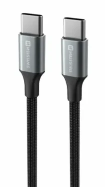 Swissten TEXTILE II dátový kábel USB-C - USB-C 1.5m čierna (71528203)