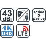 EVOLVEO Xany 2B LTE / aktívna izbová anténa / DVB-Tamp;T2 / 43dBi / LTE filter (tdexany2b)