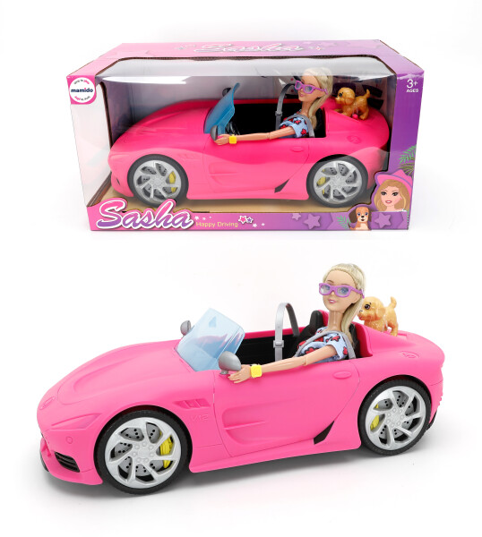 Mamido Mamido Bábika Sasha 29 cm, Autíčko Cabriolet ružové MT1612