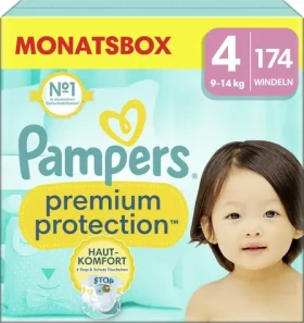Pampers Premium Protection 9-14 kg (174 ks) / plienkové nohavičky / veľkosť 4 (9-14 kg) (8006540705612)