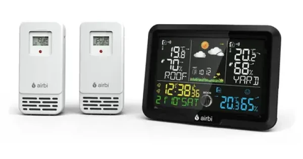 Airbi DUO Color / Meteostanica / 2 bezdrôtové čidlá / farebný displej / predpoveď počasia / DCF čas