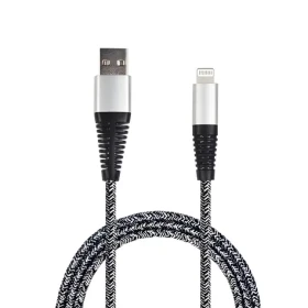 2GO strieborná / Nabíjací a dátový kábel / USB-A na Lightning / 1 m / nylon (795952)