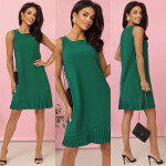 308-4 KARINE elegantné trapézové šaty s asymetrickými pásmi - ZELENÉ XL