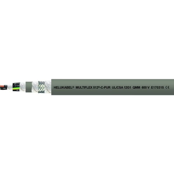 HELU 21666-500 vedenie ťažnej reťaze M-FLEX 512-C-PUR UL 2 x 1.5 mm² sivá 500 m; 21666-500