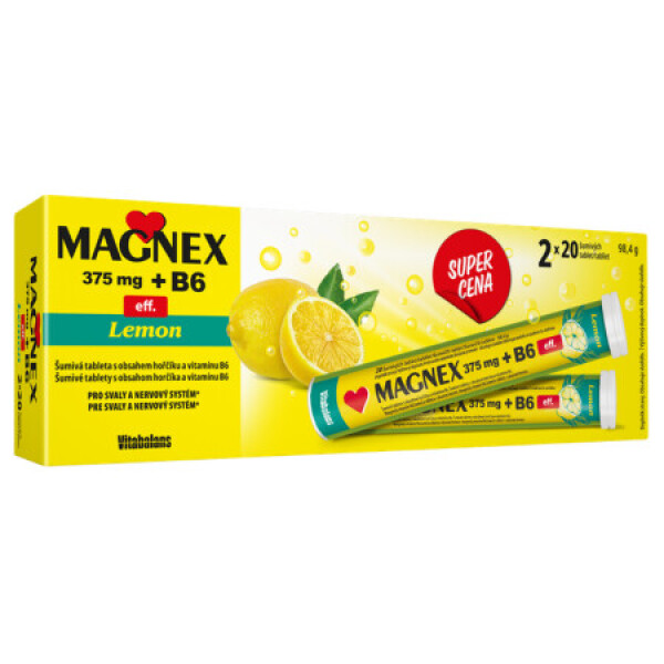 VITABALANS Magnex 375 mg horčík + B6 effervescent citrón 2 x 20 ks