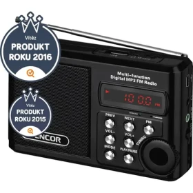 Sencor SRD 215 B čierna / Prenosné rádio / FM / lithiová batéria / USB / microSD (8590669117819)