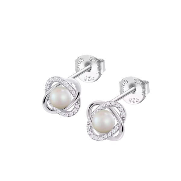 Lotus Silver Strieborné náušnice kôstky so zirkónmi a perlami LP3094-4 / 1