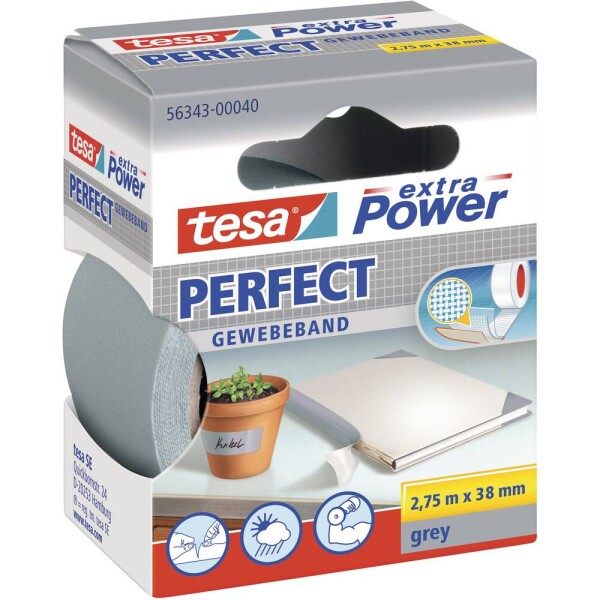 Tesa PERFECT 56343-00040-03 páska so skleným vláknom tesa® Extra Power sivá (d x š) 2.75 m x 38 mm 1 ks; 56343-00040-03