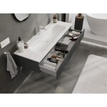MEXEN/S - Rivel kúpeľňová skrinka 140 cm s umývadlom Vela, 1 šuplík, reliéf, grafit mat/biela mat - 91A20-14023-1-BF66-W23M0 91A20-14023-1-BF66-W23M01
