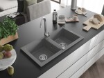 MEXEN - Mario granitový drez dve mísy 820x436 mm, sivá 6504822000-71
